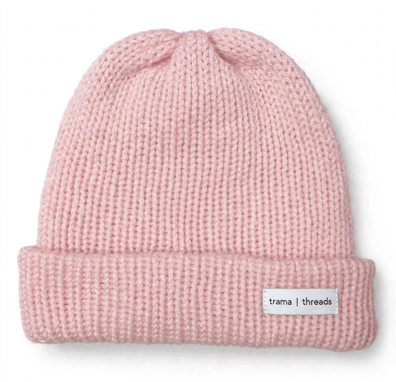 Gorro Beanie Tejido a Mano Rosa Pastel | Gorro Suave Unisex